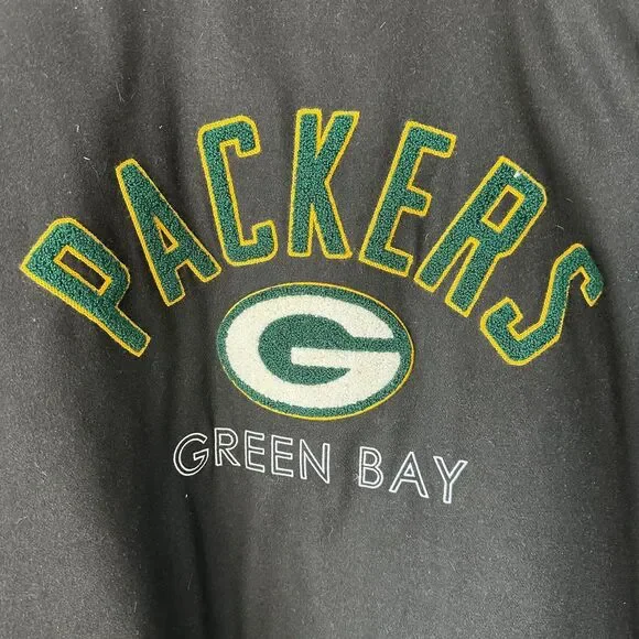 G-III Apparel NFL Green Bay Packer Black Reversible Men Wool Polyester Coat 6X